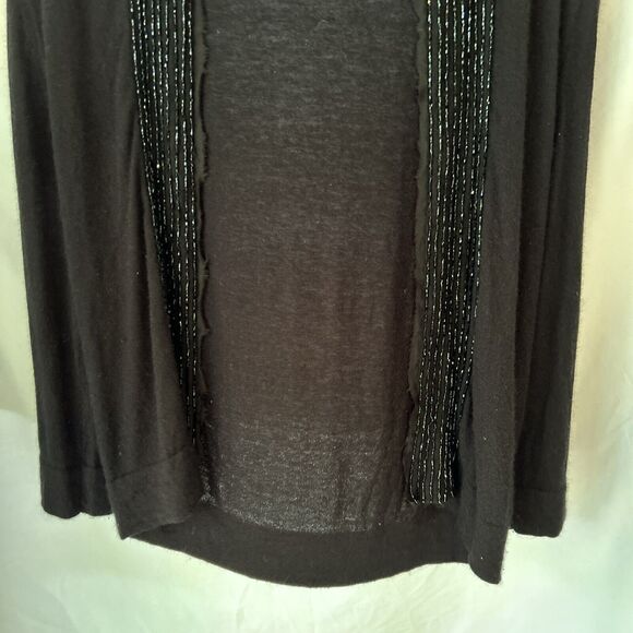 J.Crew Cardigan Set Knit Medium Black Beaded Lambswool Cashmere Angora Glam Punk - Picture 7 of 16
